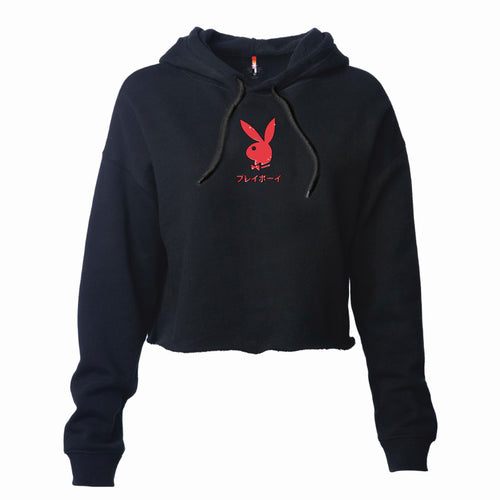 Playboy Rabbit Head Crop Hood - Black