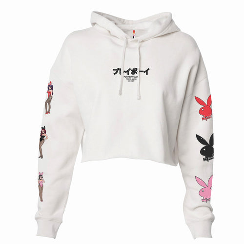 Playboy Tokyo Crop Hood - Bone